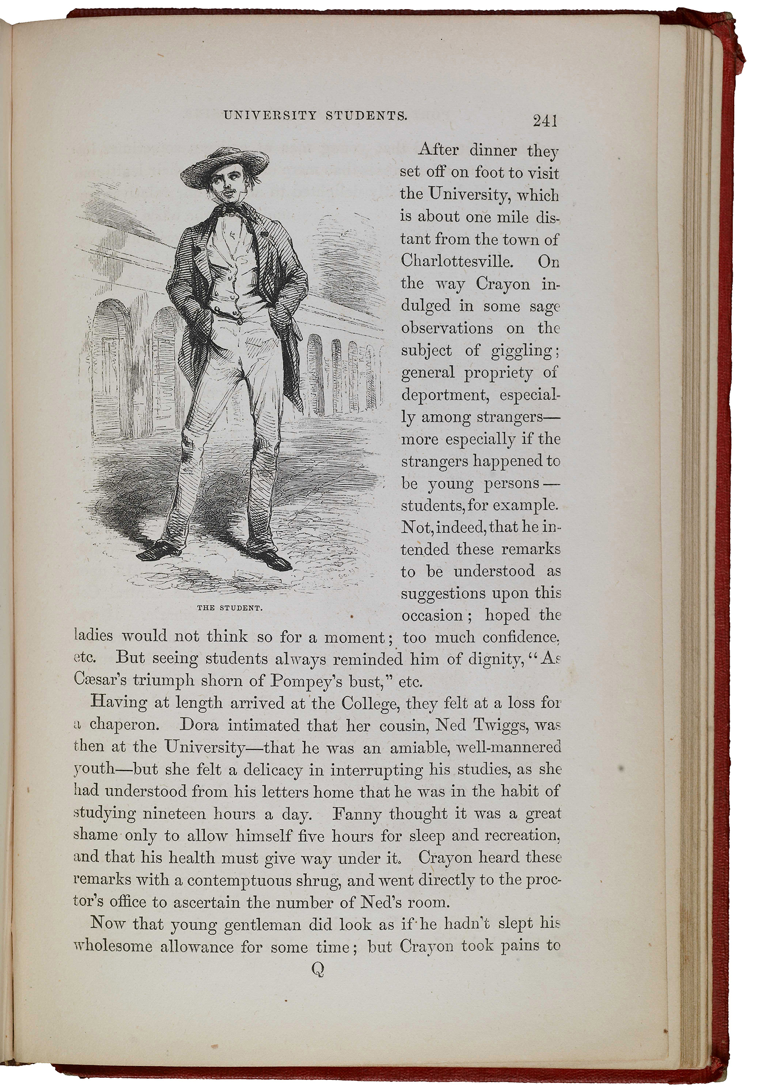 A book page featuring a drawing of a young man in a hat, with his hands in his pockets.