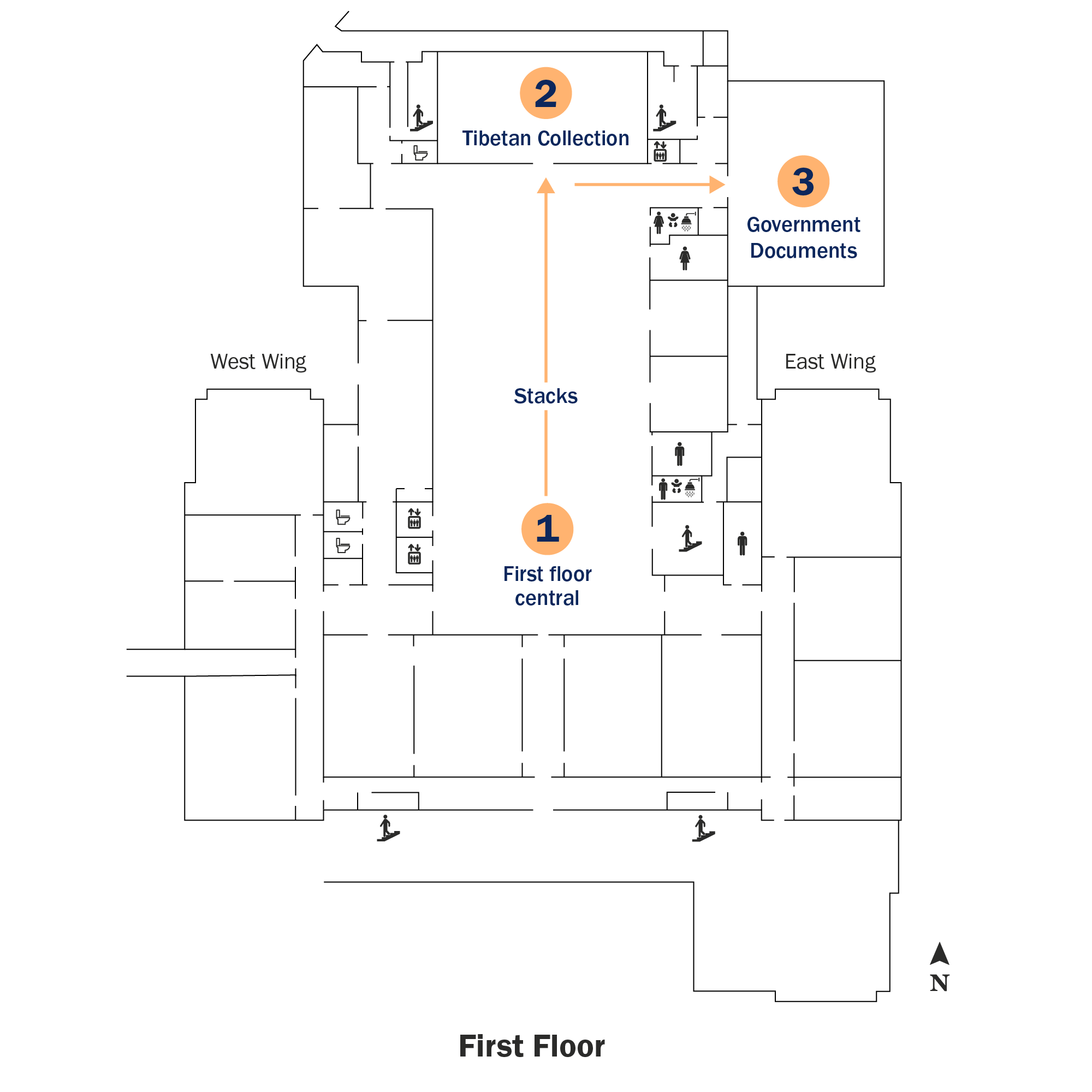 Tour map for Shannon Library first floor