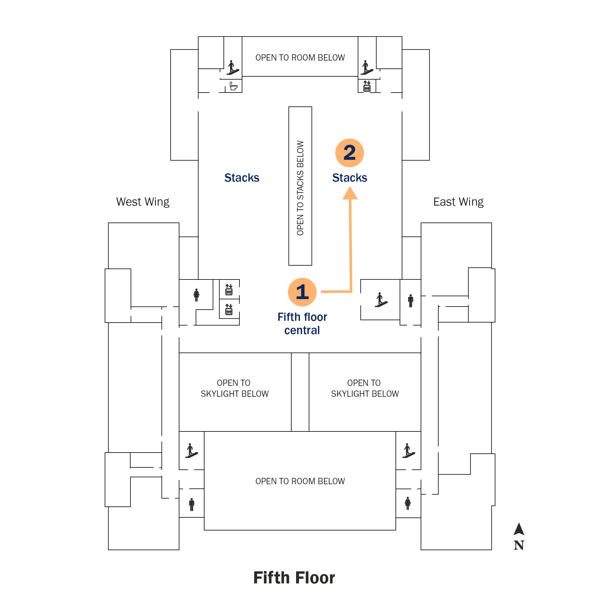 Floor map of Shannon library fifth floor