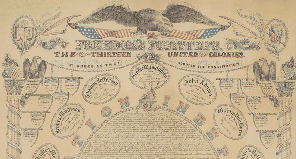 A unique copy of the Declaration of Independence is on view in the Special Collections Library