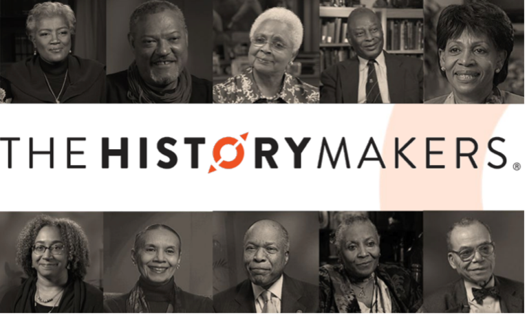 Composite image featuring portraits of nine Black individuals representing diverse ages and professions, with "The HistoryMakers" logo displayed prominently in the center.