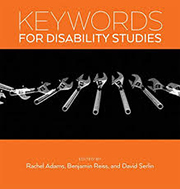 Book cover for "Keywords for Disability Studies," featuring a black-and-white photograph of eight pliers laying side-by-side.