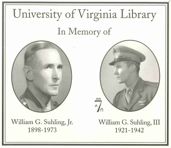 Portraits of William G. Suhling Jr., 1898-1973 (left) and William G. Suhling III, 1921-1942 with the Seven Society sign.
