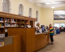 View of the Information desk inside Brown